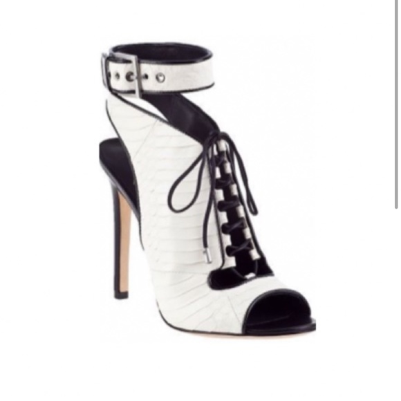 Brian Atwood Lodosa White Leather Peep Toe Stilettos | 7 - Picture 7 of 11